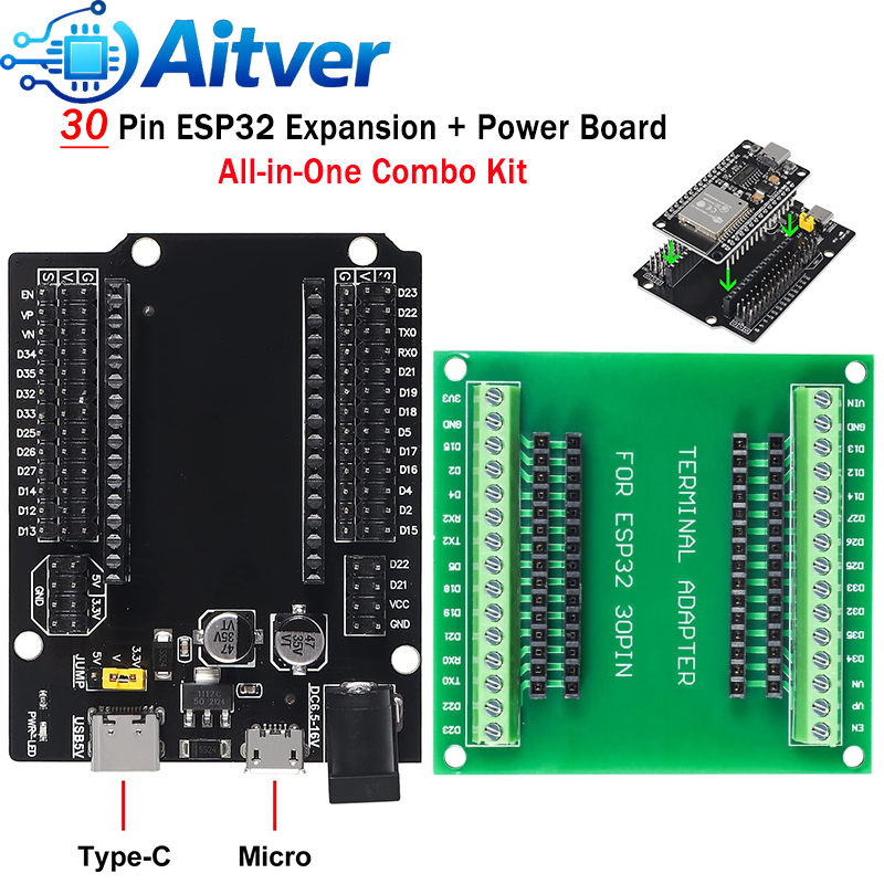 ESP32 30PIN 확장 보드 + 전원 보드 콤보 키 - Esp32 Uart Module 리뷰 및 가격