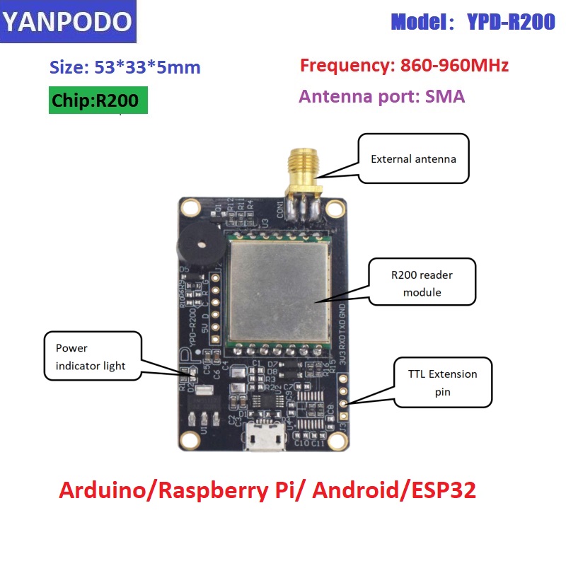 R200 칩 UHF RFID 리더 모듈 보드(안테나 포 - Esp32 Uart Module 리뷰 및 가격